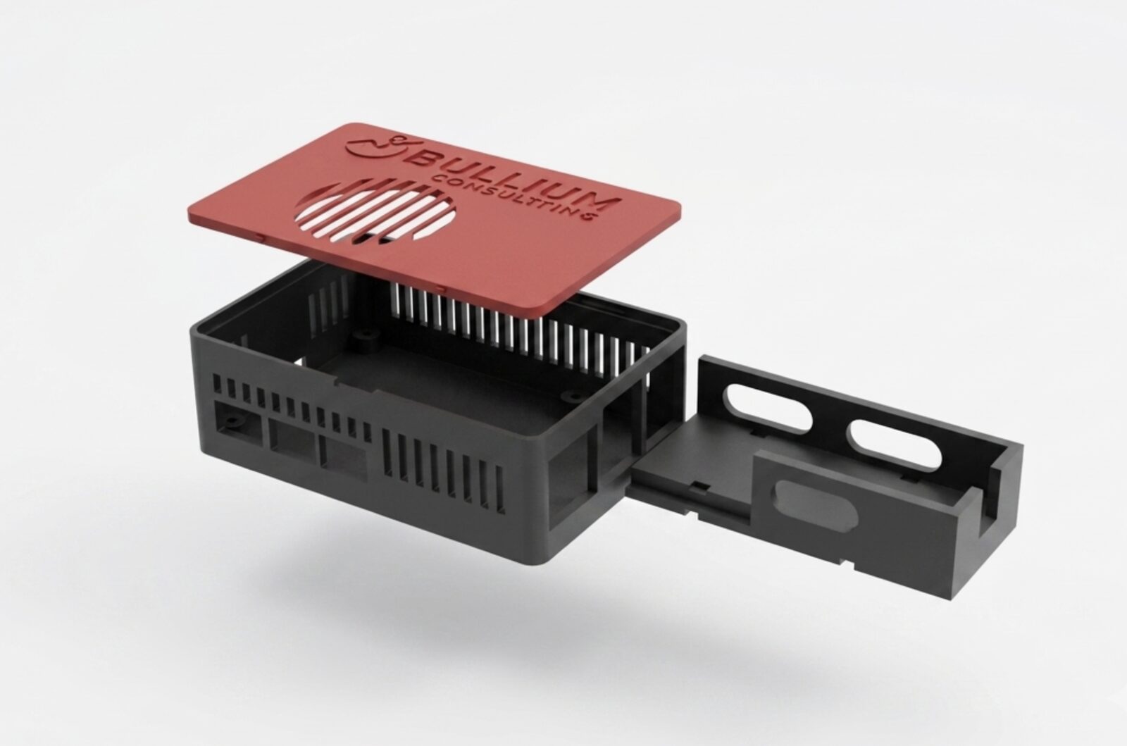 An exploded view of the Bullium Pi 5 field appliance enclosure.