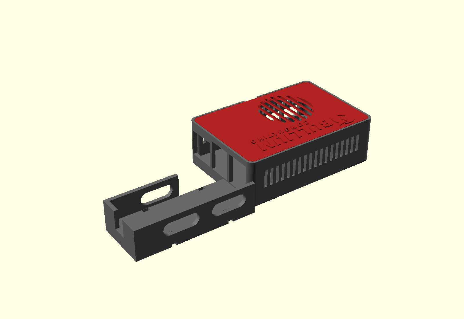 The Bullium field appliance: a Raspberry Pi 5 with an RTL-SDR dongle in a custom two-part 3D-printed enclosure.